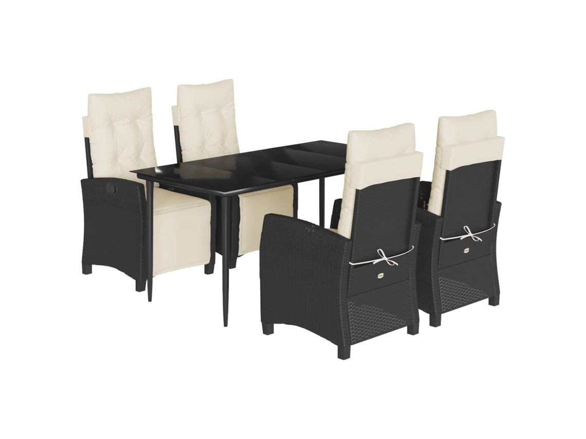 Maison Exclusive - Set De Muebles Jardín 5 Pzas Con Cojines Ratán Sintético Negro