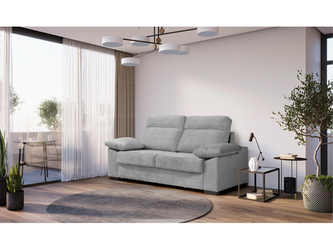 Sofa Cama Italiano | Sistema apertura italiana | 3 Plazas | Color tapizado Gris claro | Colchon 140x190
