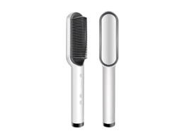 Plancha de pelo moderna MDUG con control de temperatura y cepillo motorizado (blanca)
