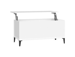 Mesa de centro elevable, diseño moderno y contemporáneo, 90 x 44,5 x 45 cm, madera industrializada blanca, Dec037984