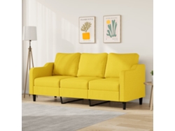 Sofá De 3 Plazas De Tela Amarillo Claro 180 Cm