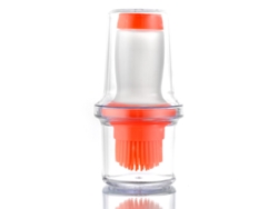 (naranja) Cepillo Para Botellas De Aceite, Recipiente De Vidrio De Silicona, Jarra De Bomba De Aceite De Oliva Para Cocina, Pulverizador De Vinagre