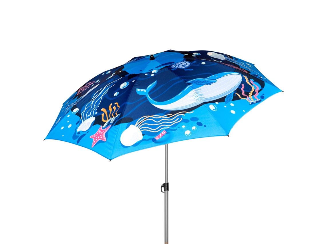AKTIVE Sombrilla playa 200 cm inclinable mundo marino UV40 c/funda