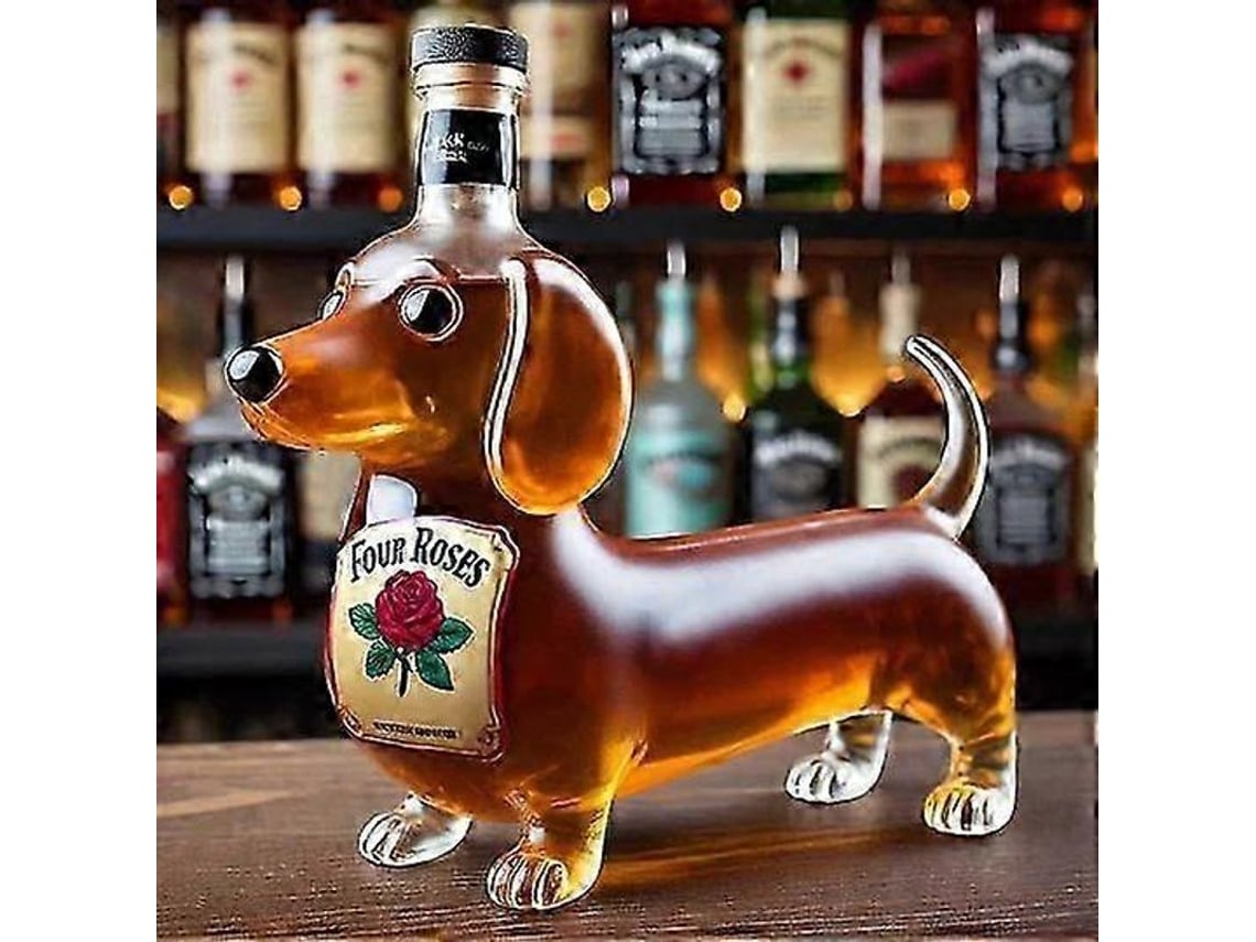 Botella De Whiskey Con Estatua De Dachshund, Decantador De Vidrio Decorativo Para Bar, Hogar Y Oficina E