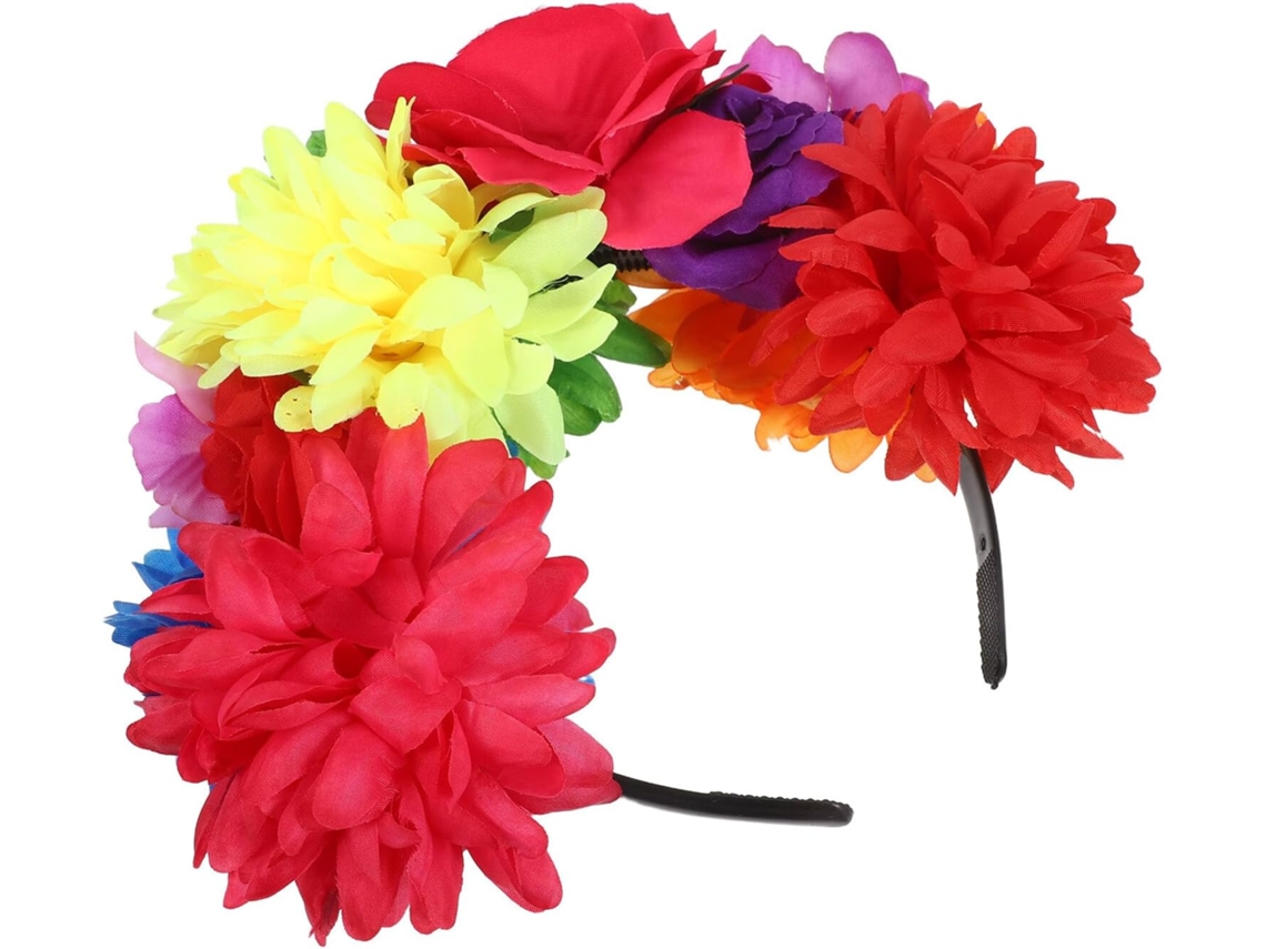 Tiara floral para o Dia dos Mortos, coroa de rosas para o Halloween, acessórios de cabelo femininos.