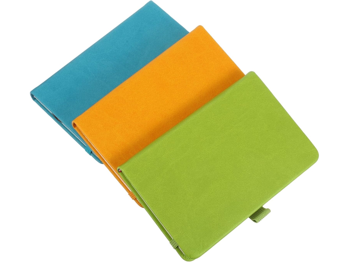 Juego de 3 minicuadernos de bolsillo A6 con tapa dura, cierre elástico y portalápices. Colorido con líneas, Gokoco