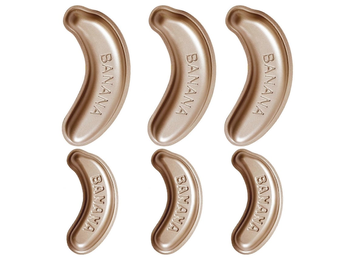 Juego de 6 moldes de acero al carbono para pastel de plátano, aptos para horno, ideales para hornear perritos calientes y postres.