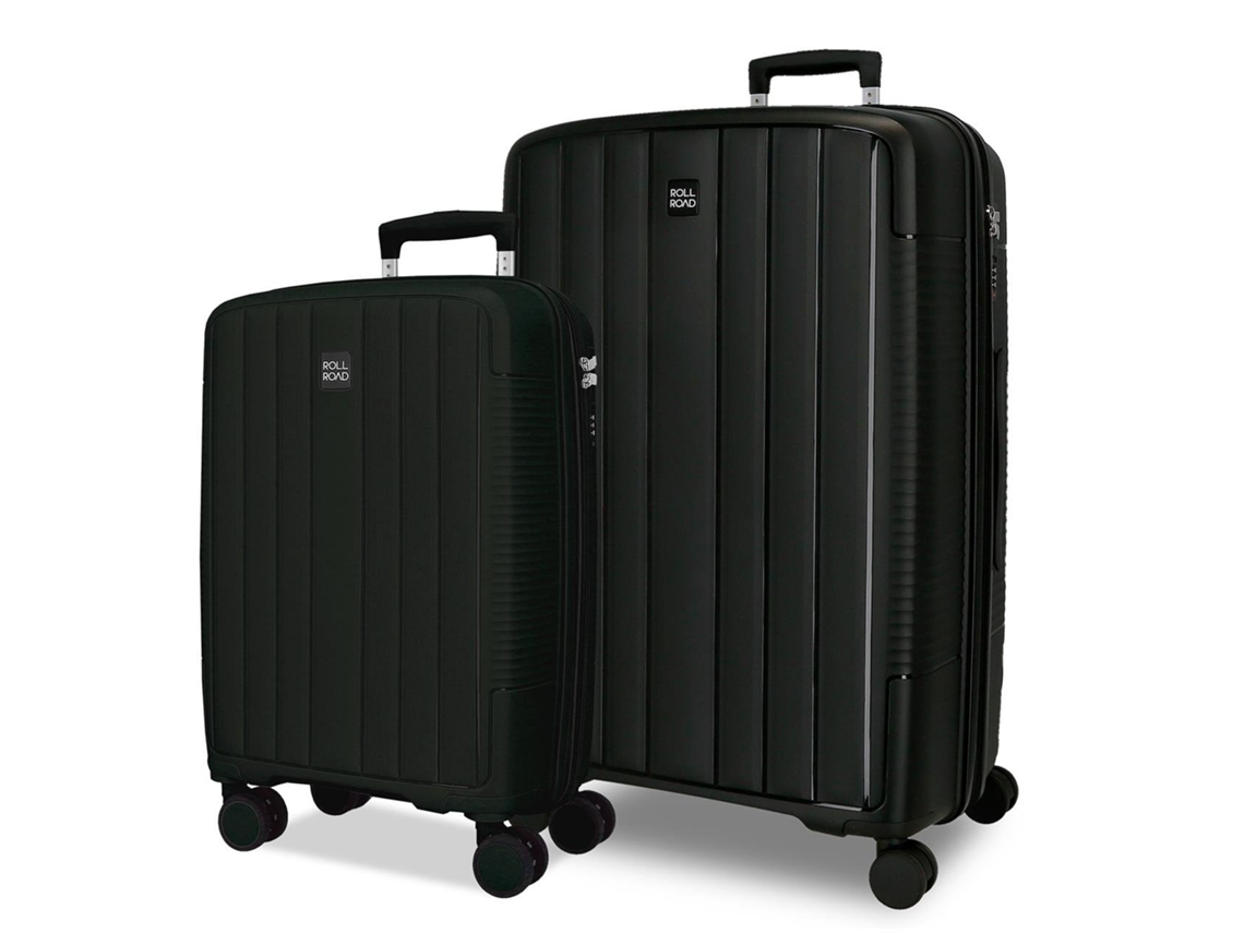 Juego de maletas de carretera enrollables Acadia negras (45x65x25cm, 73l)