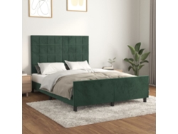 Estructura Cama Sin Colchón Terciopelo Verde Oscuro 140x200 Cm