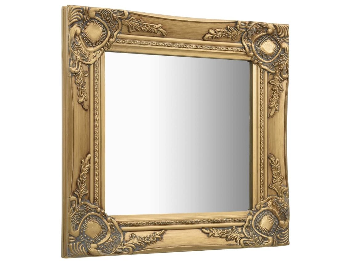 Espejo De Pared Estilo Barroco Dorado 40x40 Cm