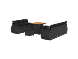 Maison Exclusive - Conjunto de sofás de jardín con cojines, 10 piezas, mimbre negro