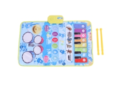 Ats-tapiz Musical Para Bebé 2 En 1 Piano Y Batsería 13 Teclas 5 Instrumentos Interactivos Juego Para Niños Azul