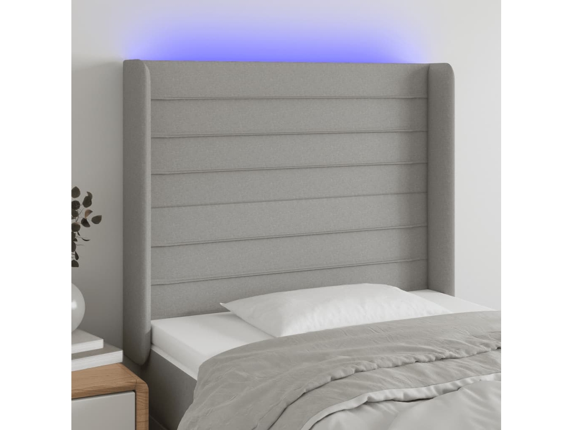 Cabecero Con Led De Tela Gris Claro 93x16x118/128 Cm