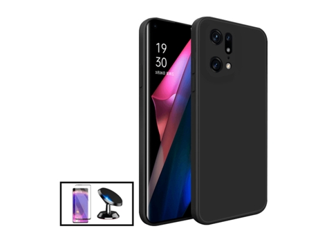 Kit De Película De Vidrio Templado Curvo Cubierta De Silicona Líquida Soporte Magnético Para Coche Para OPPO Encuentra X5 - Negro PHONECARE