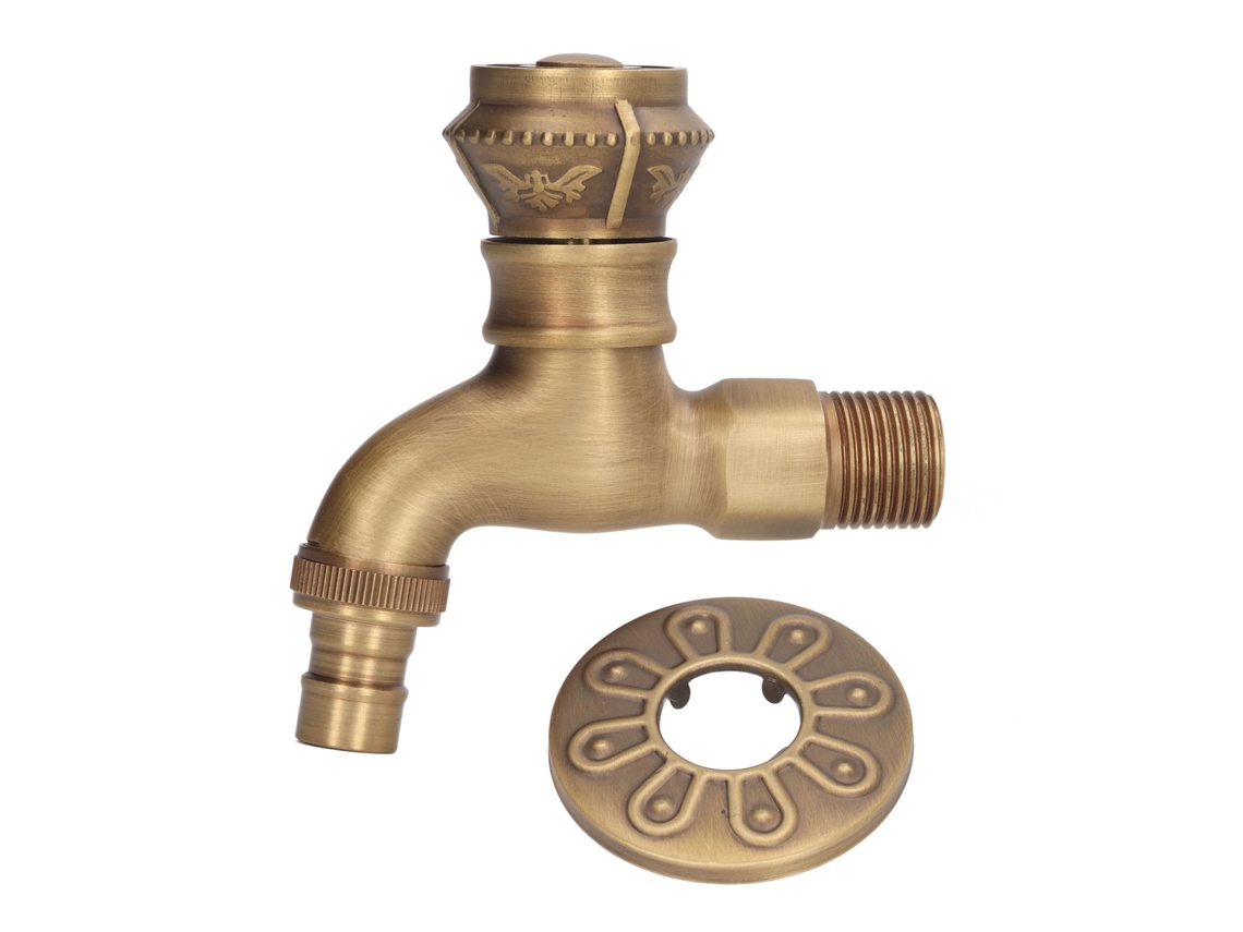 Grifo de latón antiguo para lavabo de baño, agua caliente y fría