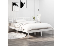 Estructura De Cama Madera Maciza Blanca King Size 150x200 Cm