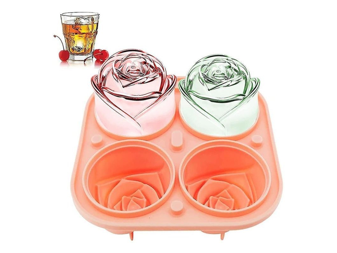 Omni-molde De Hielo En Forma De Rosa De Silicona Para Whiskey Cócteles Y Bebidas Refrescar Largo Tiempo Rosa