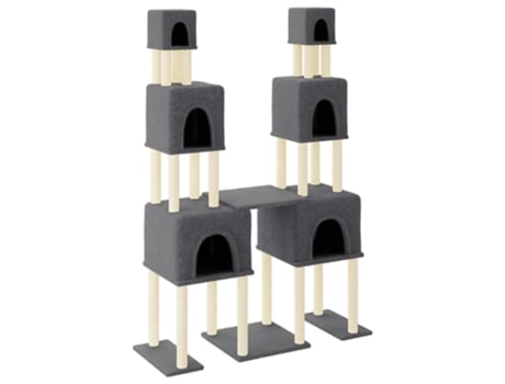 Rascador para gatos con postes de sisal gris oscuro VIDAXL (199 cm)