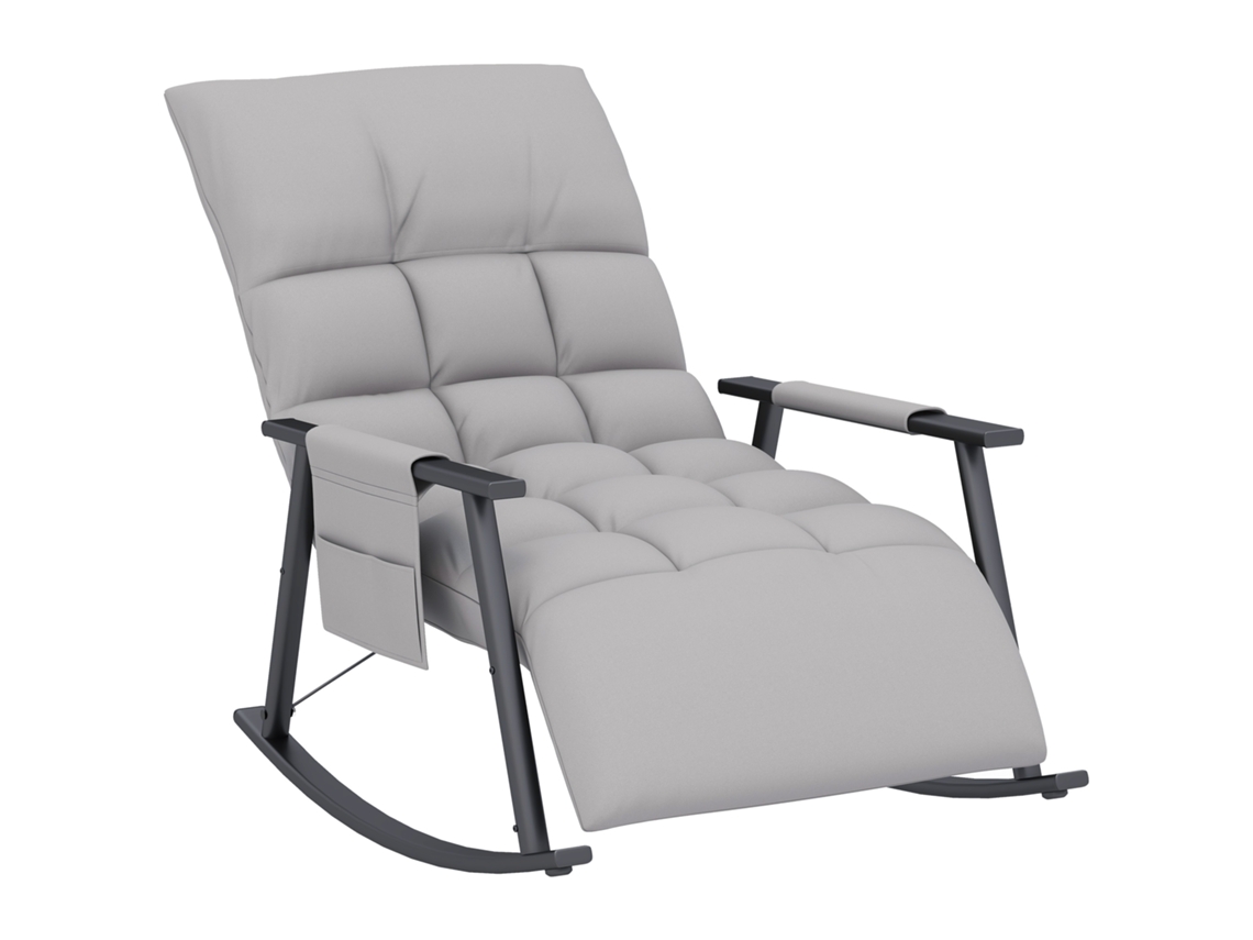 Sillón columpio/relajación con soporte de peso, respaldo regulable (hasta 120 kg), en tejido de microfibra, con bolso lateral.