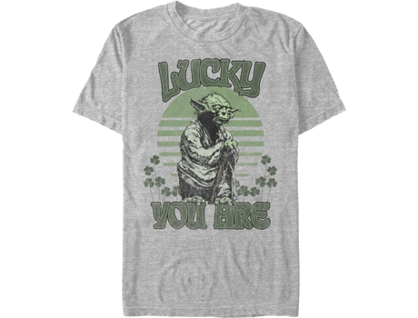Camiseta Unisexo DEEPSTONE Yoda Lucky You Are Star Wars brezo atlético (L)
