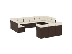 Maison Exclusive - Set De Sofás De Jardín Con Cojines 13 Piezas Ratán Pe Marrón