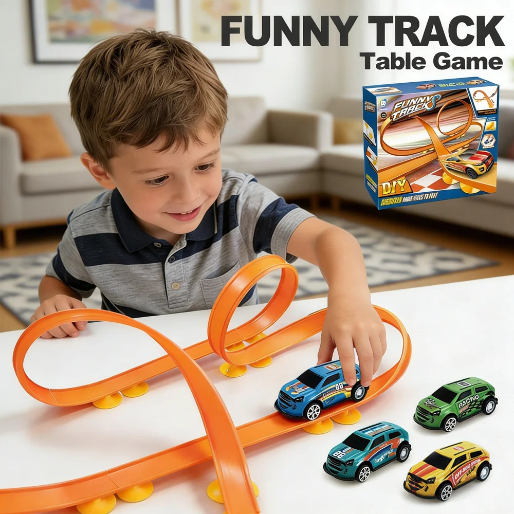 (pista De Escritorio Para Armar) Kit De Pista De Carreras Para Armar, Pistas Circulares Y Rampas Acrobáticas Para Escritorio Con Ventosas.