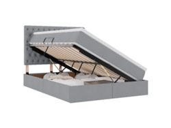 Maison Exclusive - Cama Con Almacenamiento Y Led Gris Claro 140 X 200 Cm Poliéster