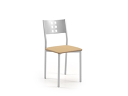 Cadeira de Cozinha de Alumínio Zamora 38x86x47cm Couro Sintético Creme FANMUEBLES