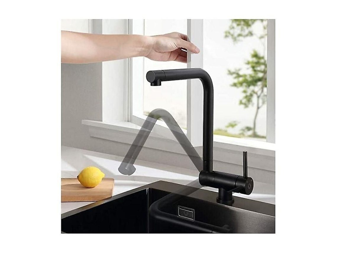 Grifo de cocina negro 2026, grifo de cocina desmontable para debajo de la ventana, plegable a 90°/giratorio a 360°, acero inoxidable Yn05-b