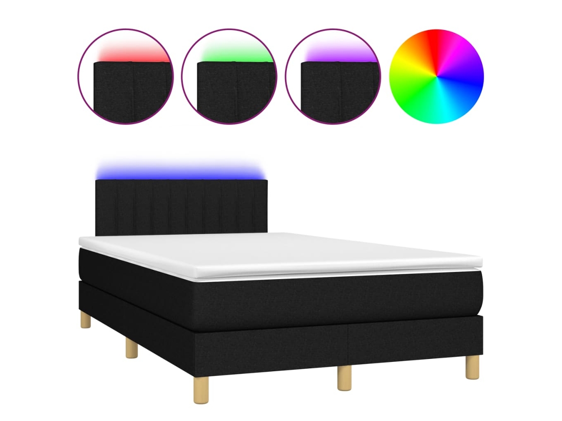 Maison Exclusive - Cama Box Spring Con Colchón Led Tela Negro 120x200 Cm