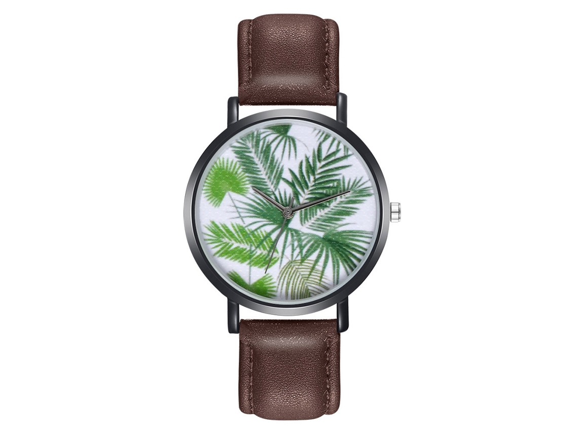 Reloj De Cuero Para Mujer Moda Elegante De Cuero Marrón Zlf0215-h
