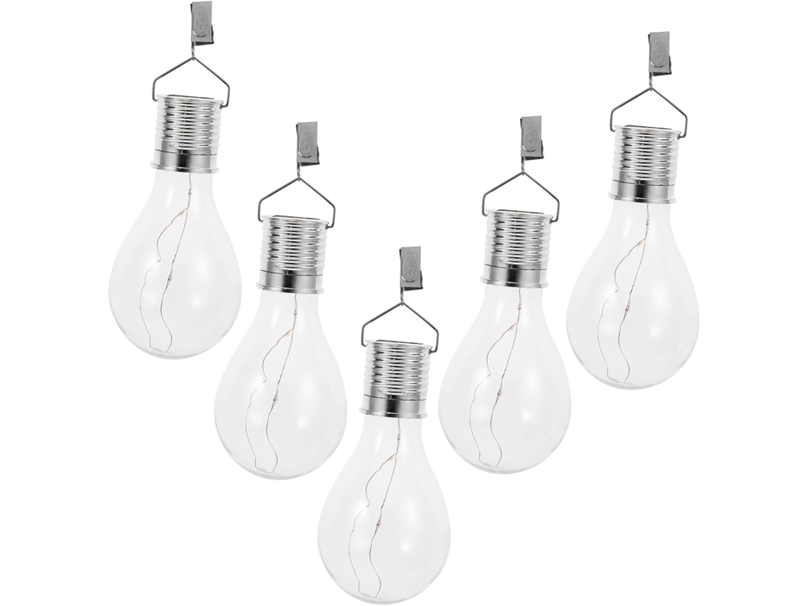 Juego De 5 Bombillas Led Solares Colgantes Transparentes Y Recargables Automáticamente Para Crear Ambiente.