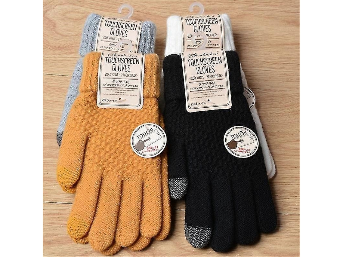 Guantes De Invierno Para Mujer Con Manopla De Malla Táctica, Lana Elástica Cálida, Dedos Completos.