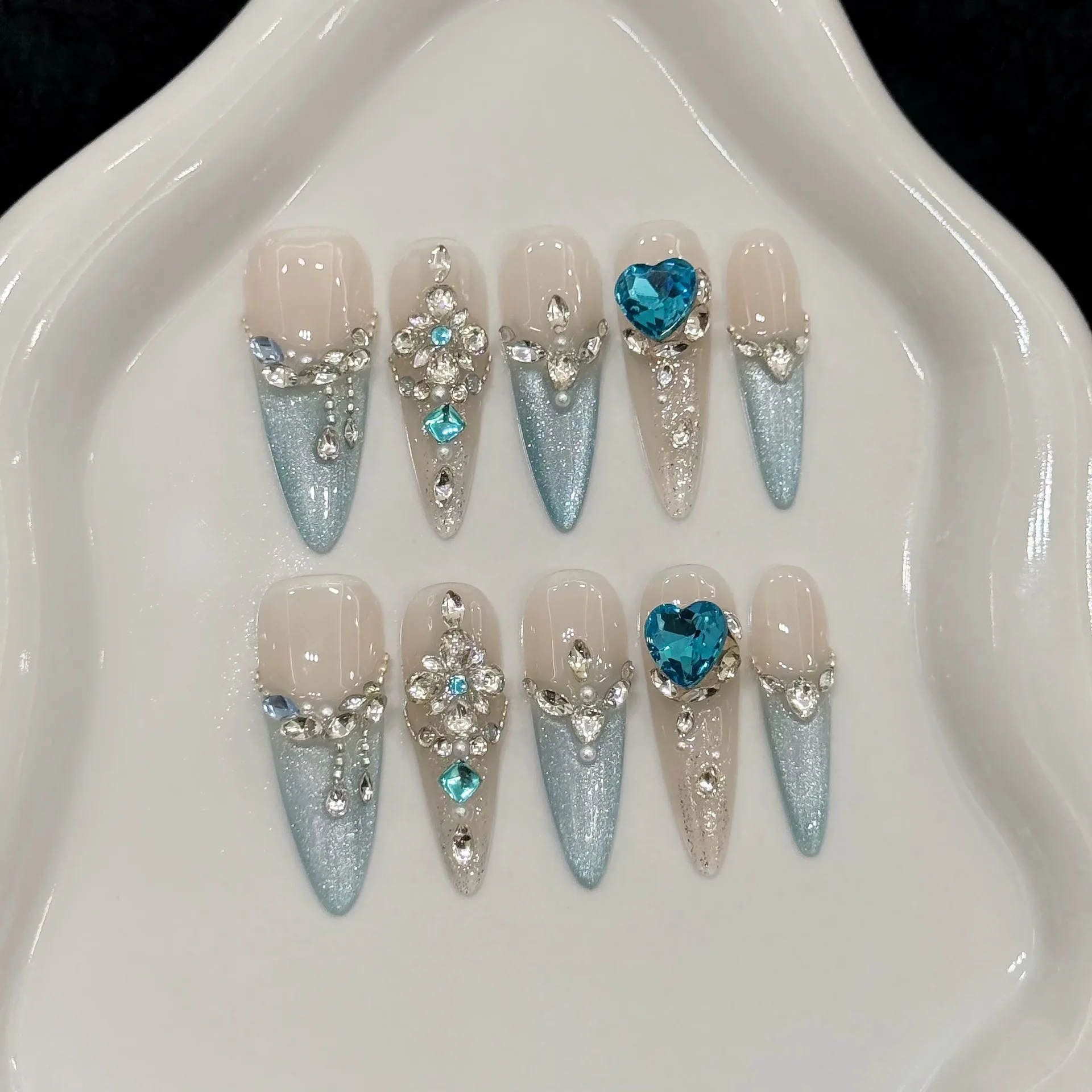 (2992-l) 10 Pegatinas Para Cubrir Uñas Artificiales Hechas A Mano