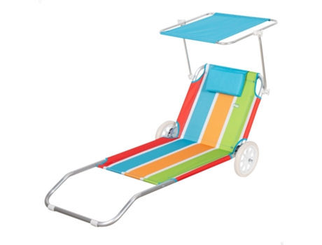 AKTIVE Tumbona carro playa 2 en 1 c/cojín acolchado y parasol