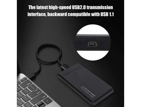 HURRISE 2 Caja de disco duro externo USB 2.0 de 5 pulgadas Caja de disco duro portátil