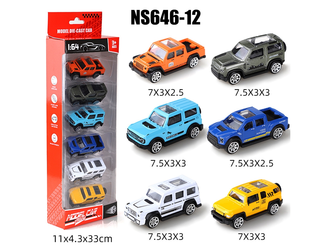 (6 Coches) Mini Coches Deslizantes De Metal Fundido A Presión A Escala 1/64, Juguetes Para Niños