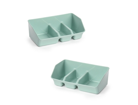 PLASTIC FORTE Juego de 2 Estropajeros de Cocina Con 3 Compartimentos Verde