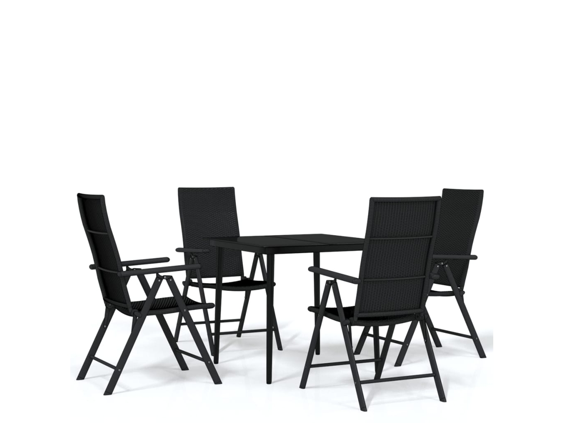 Maison Exclusive - Juego De Comedor Para Jardín 5 Piezas Negro