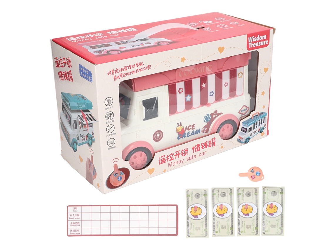 -caja De Ahorros Niños Autobús Con Contraseña Control Remoto Música Caja Atm Mini Regalo Para Niños