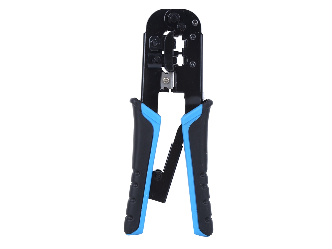 Herramienta De Crimpado Para Cables De Red Rj45 Y Rj11 Con Función De Corte Y Pelado, Herramienta De Crimpado De Doble Propósito De Acero 8p6p Con Diseño Ergonómico.
