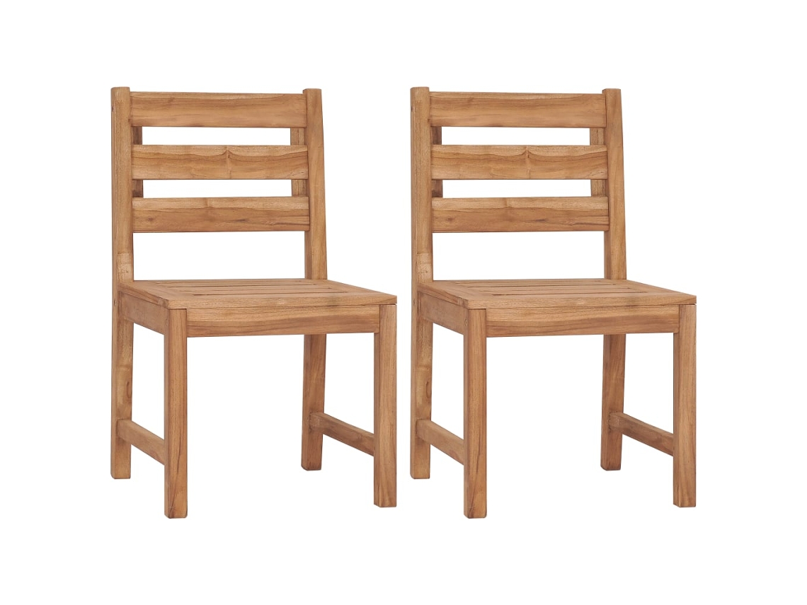 Sillas de jardín (2 unidades, madera maciza de teca, DKD, decoración del hogar)