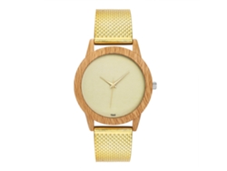 Reloj De Cuarzo Unisex Para Parejas Con Correa De Malla De Acero Dial Redondo Oro
