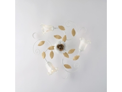 Cesto - Plafón Shabby De Hierro Lacado Blanco 3 Luces Al.17 - Ø56 - Bl274-pl3-bco