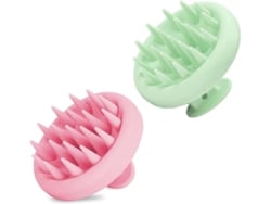 2 cepillos de masaje capilar de silicona (rosa y verde)