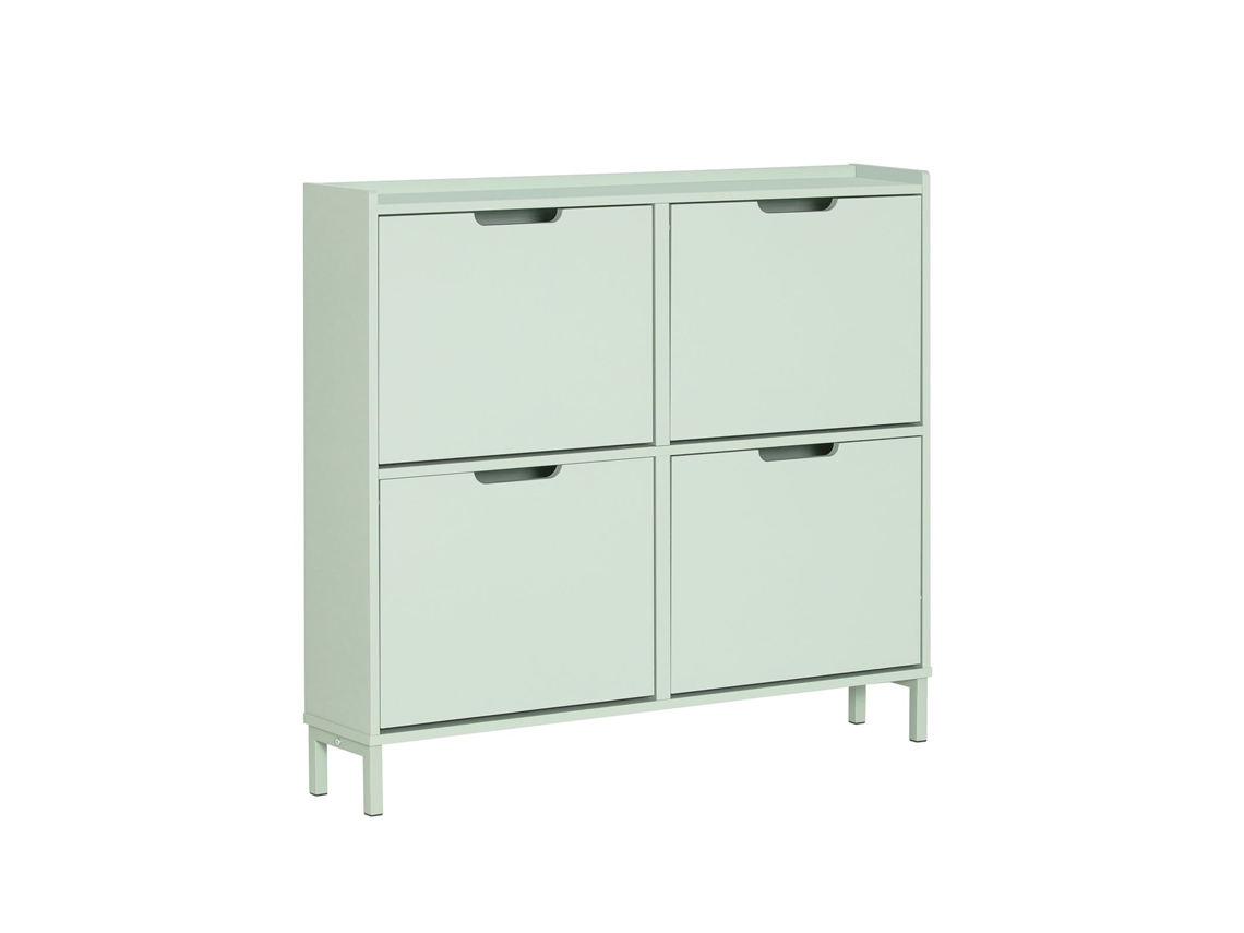 SOBUY FSR100-GR Zapatero Estrecho Con 4 Solapas 100 X 19 X 90 Cm Verde