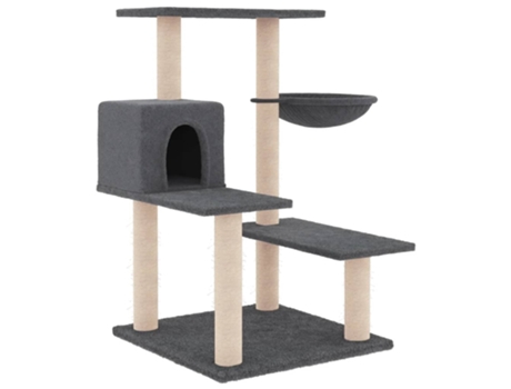 Rascador para gatos con postes de sisal gris oscuro 82.5 cm VIDAXL
