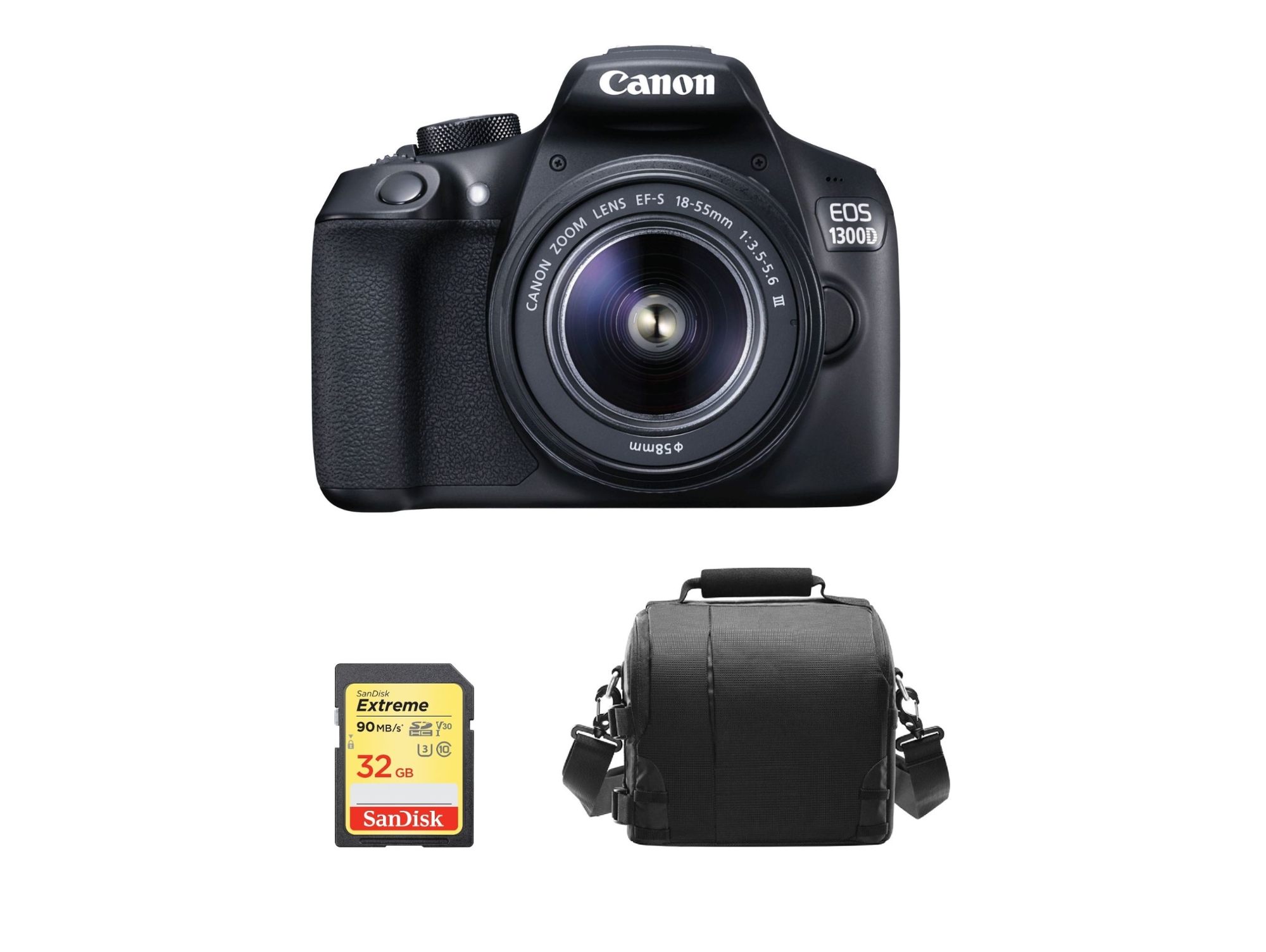 Kit Cámara Réflex CANON 1300D EF-S 18-55mm F3.5-5.6 III + 32G SD + Bolsa