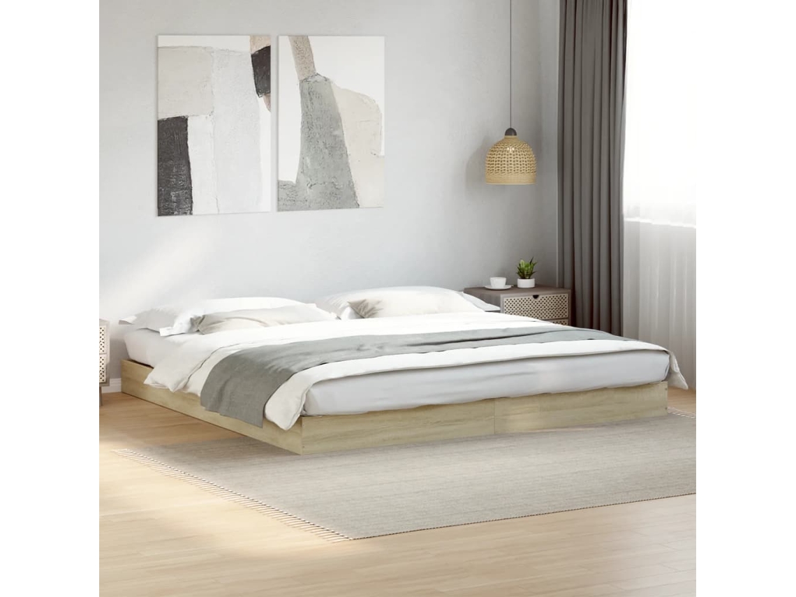 Estructura De Cama Sin Colchón Roble Sonoma 180x200 Cm