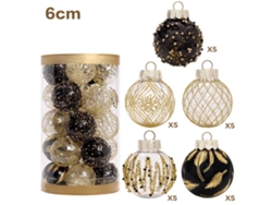 Juego De 25 Adornos Navideños Decorativos, Bolas De Navidad, Decoraciones Colgantes, Negras Y Doradas, Ergonómicas, Para Uso Diario.